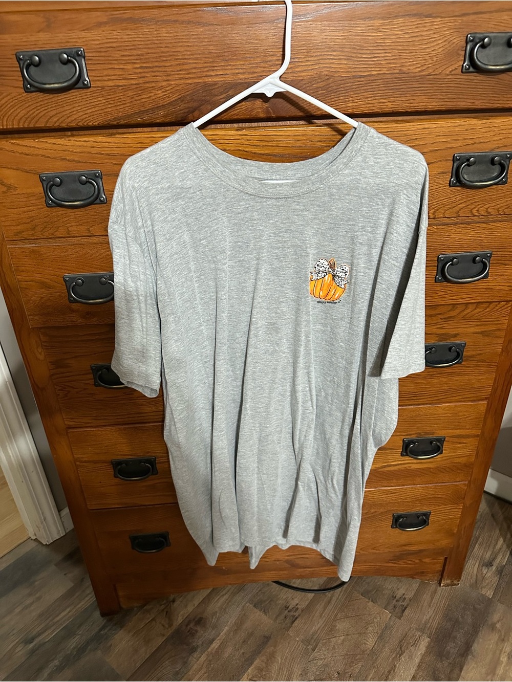 Simply Southern Gray Short-Sleeve Tee with Pumpkin Patch Embroidery